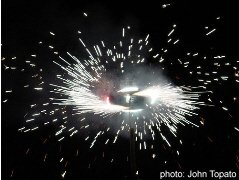 A Mexican Castillo fireworks explodes in San Miguel de Allende