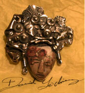 A silver and stone pendant by David Godínez, jeweler, San Miguel de Allende