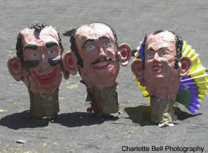 Disembodied heads of Judas figures, Easter in San Miguel de Allende