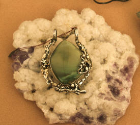 Silver and stone pendant by San Miguel jewelry artist David Godinez